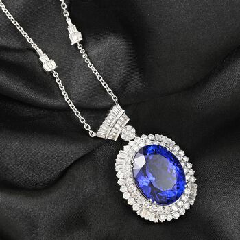 Chairman's Vault Collection - zertifiziert und gepr&uuml;ft RHAPSODY AAAA Tansanit und VS-EF Diamant 45cm Anh&auml;nger-Halskette in 950 Platin - 35,06 ct.