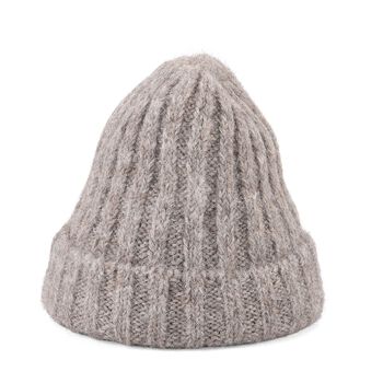 Rippstrick-M&uuml;tze mit Teddyfutter, Einheitsgr&ouml;&szlig;e, Beige