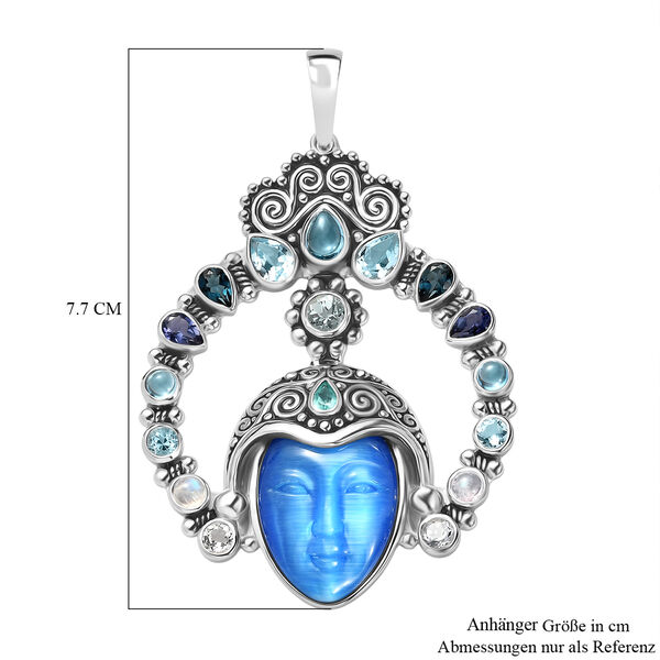 Sajen Silber - G&ouml;ttin Aquamarin, Amethyst, Schweizer Blautopas, London Blautopas Anh&auml;nger 925 Silber rhodiniert ca. 28.68 ct image number 6