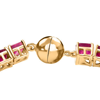 D'Joy Afrikanischer Rubin (Fissure gef&uuml;llt) Armband ca. 19 cm 925 Silber 750 Gelbgold Vermeil ca. 29,57 ct.
