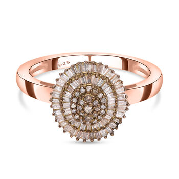 Nat&uuml;rlicher Champagner Diamant Ring, 925 Silber Ros&eacute;gold Vermeil - 0,50 ct.