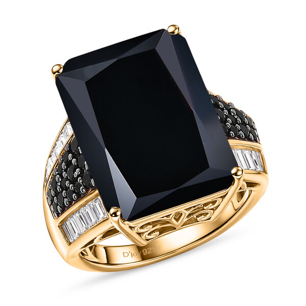 D'Joy schwarzer Spinell und Moissanit Ring und Anh&auml;nger mit 50cm Kette image number 11