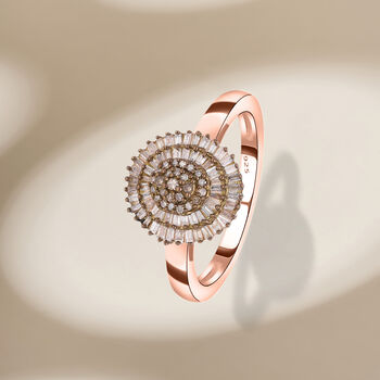 Nat&uuml;rlicher Champagner Diamant Ring, 925 Silber Ros&eacute;gold Vermeil - 0,50 ct.