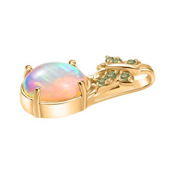D'Joy AA Nat&uuml;rlicher, &auml;thiopischer Welo Opal und Tsavorit Granat Anh&auml;nger - 1,40 ct.