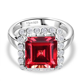 Sunset Serenity - D joy Lab Created Padparadscha-Saphir , Wei&szlig;er Zirkon Ring 925 Silber rhodiniert (Gr&ouml;&szlig;e 16.00) ca. 7.36 ct