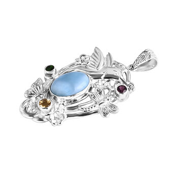 D'Joy Royal Bali Larimar, Citrin, Rhodolith Granat und Chromdiopsid Anh&auml;nger - 11,69 ct.