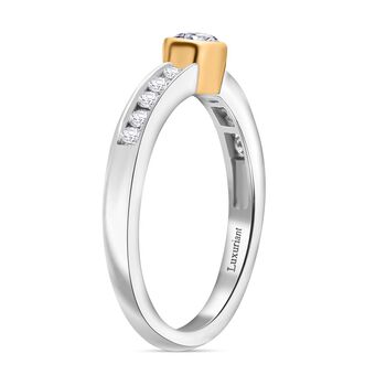 LUXURIANT DIAMOND - Lab Grown Diamant SI-GH Ring 925 Silber Rhodiniert und 750 Gelbgold Vermeil (Gr&ouml;&szlig;e 18.00) ca. 0.50 ct