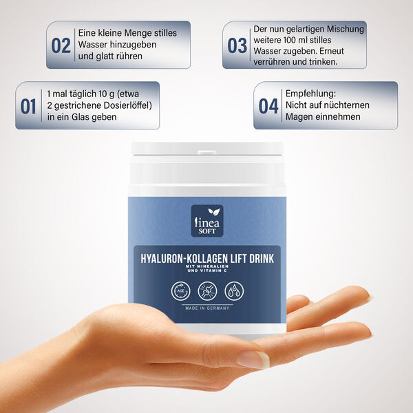 Linea Soft 4er-Set Hyaluron und Collagen Anti-Aging Lift Drink 300 gr - 30 Tage Kur image number 4