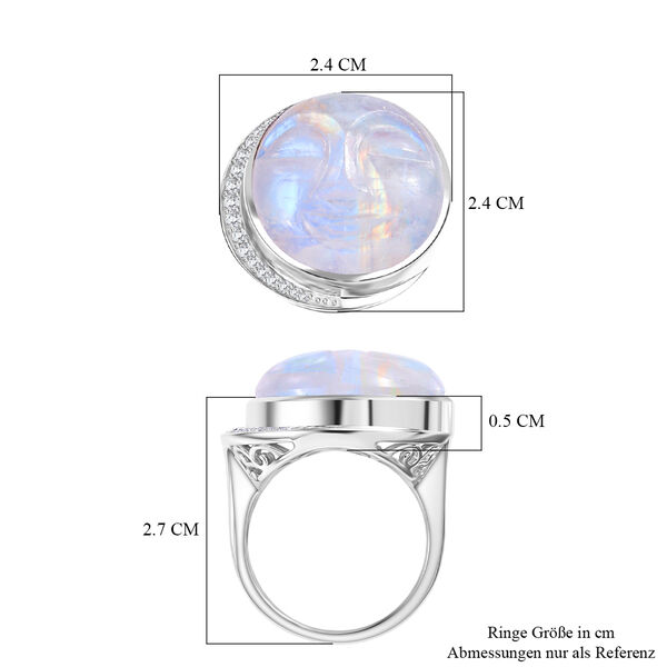 D'Joy AAA Regenbogen Mondstein und Zirkon Ring und Anh&auml;nger mit 50cm Kette image number 13
