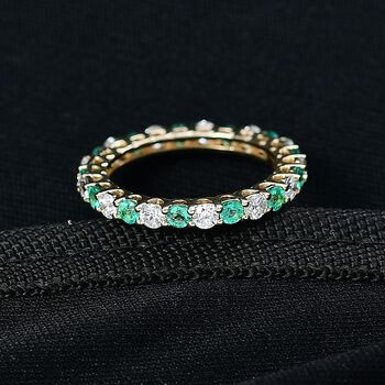 LUXURIANT SI-GH Labor Diamant und kolumbianischer Smaragd Ring in 417 Gold - 1,46 ct.