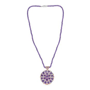 D'Joy AAA Rose De France Amethyst Anh&auml;nger mit Kette, ca. 45 cm 925 Silber 750 Ros&eacute;gold Vermeil ca. 44.75 ct