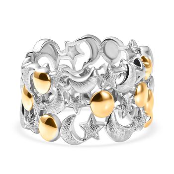 GP - Kanchanaburi Blauer Saphir Ring 925 Silber vergoldet und platiniert (Gr&ouml;&szlig;e 21.00)