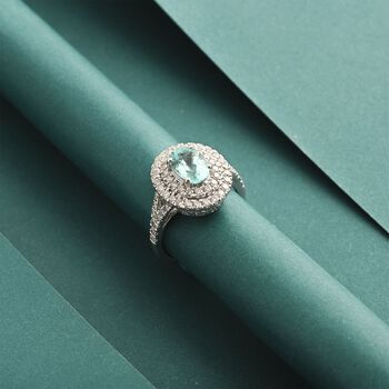 CHAIRMAN VAULT COLLECTION - AAAA Paraiba Turmalin, Wei&szlig;er Diamant Ring, zertifiziert und gepr&uuml;ft, 950 Platin (Gr&ouml;&szlig;e 17.00) ca. 2.75 ct