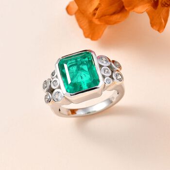 Smaragd Triplett Quarz und Zirkon Ring - 5,94 ct.