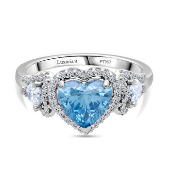 LUXURIANT IGI zertifizierter VS-EF Labor blauer und wei&szlig;er Diamant Ring in 950 Platin - 3 ct.