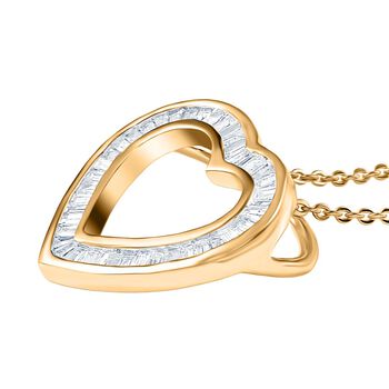 LUXURIANT SI-GH Labor Diamant Anh&auml;nger mit 50cm Kette, 925 Silber 750 Gelbgold Vermeil - 0,50 ct.