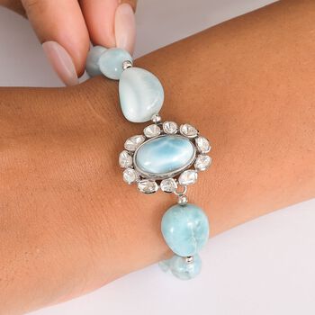 D&rsquo;joy AA Larimar und Labor Polki Diamant Armband, 19cm - 75.00 ct.