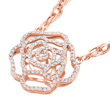 Wei&szlig;e Kristall-Halskette in Ros&eacute;goldton, 50 cm - 1 ct.