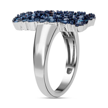 Blauer Diamant Ring, 925 Silber platiniert (Gr&ouml;&szlig;e 18.00) ca. 0.50 ct
