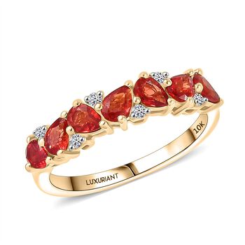 LUXURIANT AAA Orange Saphir und Labor Diamant Ring in 417 Gelbgold - 1,81 ct.