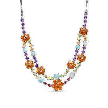 D'Joy AA Salamanca Feueropal, &auml;thiopische Welo Opal und Multi-Edelstein 45cm Halskette - 13,41 ct.