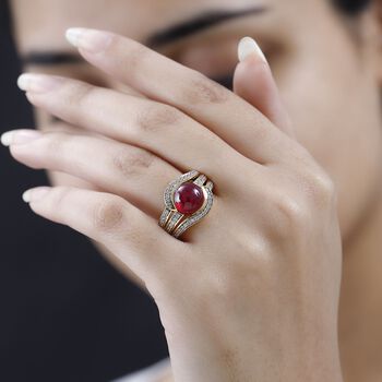Afrikanischer Rubin und Zirkon-Ring - 6,98 ct.