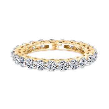 LUXURIANT SGL zertifizierter SI-GH Labor Diamant Ring, 925 Silber 750 Gelbgold Vermeil - 2 ct.