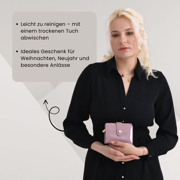 Jacquard-Schal aus Viskose und Geldb&ouml;rse aus PU-Leder mit RFID-Schutz Rosa image number 4