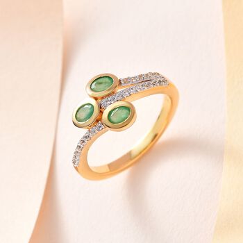 AA Kagem sambischer Smaragd und Zirkon Ring - 0,85 ct.