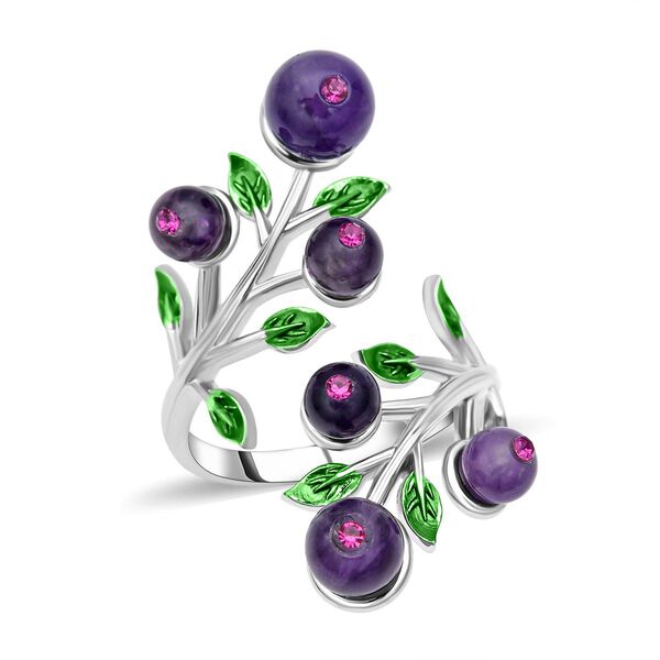 Afrikanischer Amethyst und lila Kristall Ring, Messing (Gr&ouml;&szlig;e 16.50) image number 2
