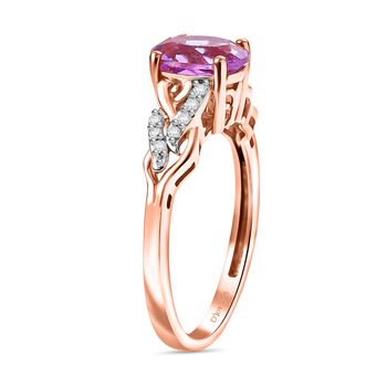 3er Set - D'Joy AA Rose De France Amethyst Ring, Ohrringe, und Anh&auml;nger, 925 Silber 750 ros&eacute;vergoldet (Gr&ouml;&szlig;e 19.00) ca. 4,74 ct.