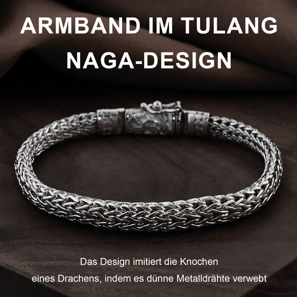 Royal Bali Kollektion- Borobudur Wickelring Trio und Tulang Naga Armband in 925 Silber image number 2