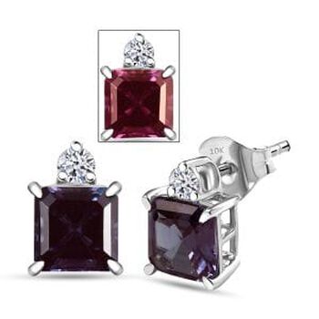 LUXURIANT - AAA Lab Grown Alexandrit, Lab Grown Diamant Ohrringe, AGI zertifiziert und gepr&uuml;ft, 417 Wei&szlig; Gold ca. 2.56 ct