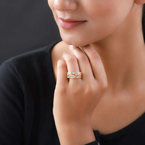 ALLORO Ring, Creolen und Anh&auml;nger mit Diamantakzenten, Silber vergoldet image number 23
