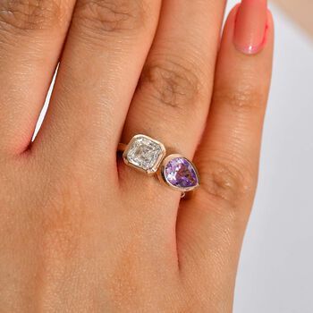 GP Amore Kollektion - Moissanit, Rose De France Amethyst Ring 925 Silber 750 Ros&eacute;gold Vermeil (Gr&ouml;&szlig;e 17.00) ca. 2.20 ct
