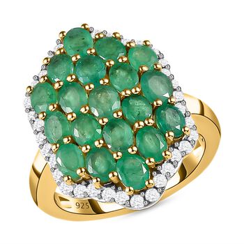 Kagem sambischer Smaragd und Zirkon-Ring - 3,06 ct.