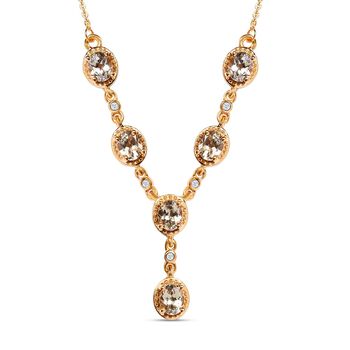 AAA Turkizit und wei&szlig;es Zirkon Collier, ca. 45 cm, 925 Silber Gelbgold Vermeil ca. 2.42 ct