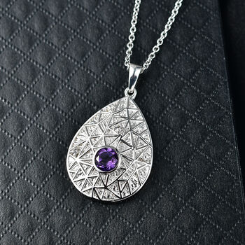 EverTrue bolivianischer Amethyst und wei&szlig;er Topas Anh&auml;nger mit 50cm Kette - 0,92 ct.