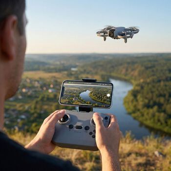 Aerovision Dual Kamera Drohne, Hinderniserkennung, 11,5x14x4,5cm, Grau