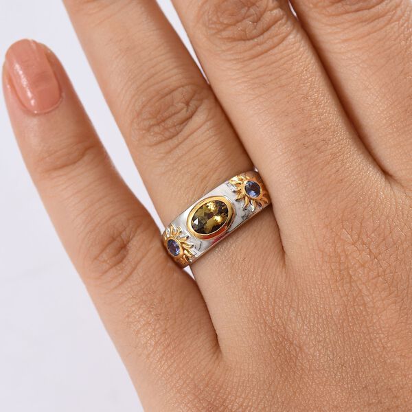 D'Joy goldener Tansanit und lila Tansanit zweifrabiger Ring und Anh&auml;nger mit 50cm Kette image number 10