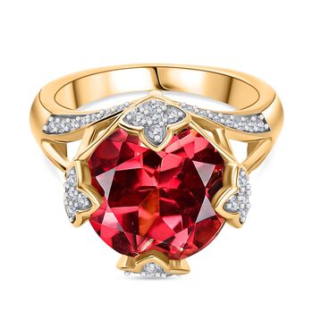 D'Joy Labor Padparadscha Saphir und Zirkon Ring - 9,59 ct.