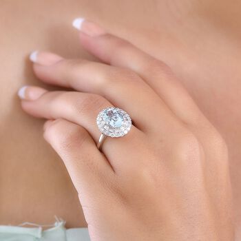 Luxuriant - AAA Aquamarin, Lab Grown Diamant Ring 417 Gold (Gr&ouml;&szlig;e 17.00) ca. 3.03 ct