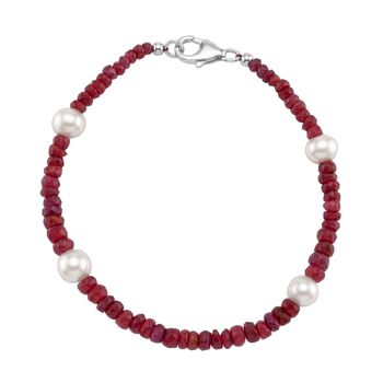 Afrikanisches Rubin und S&uuml;&szlig;wasser Perle 20cm Armband