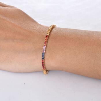 AAA mehrfarbiges Saphir 19cm Armband in 585 Gold - 8,26 ct.