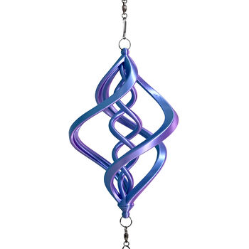 3D Windspiel, Aluminium und Kristall, 10,3x10,3x61cm, Blau-Violette