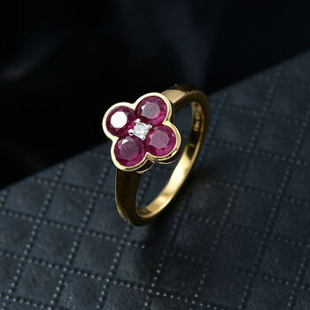 D'Joy afrikanischer Rubin und Zirkon Ring - 1,83 ct.