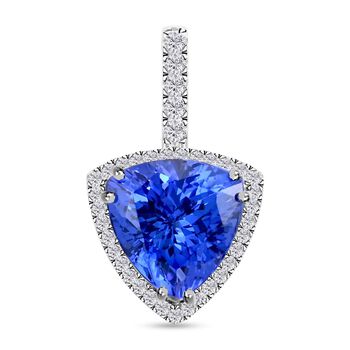 RHAPSODY AAAA zertifiziert und gepr&uuml;ft Tansanit und VS-EF Diamant Anh&auml;nger in 950 Platin - 3,75 ct.