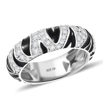 GP Trionfo Kollektion - Moissanit Ring, Zebramuster 925 Silber rhodiniert (Gr&ouml;&szlig;e 19.00) ca. 0.53 ct