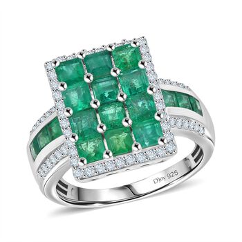 D&rsquo;joy AA Smaragd Ring 925 Silber rhodiniert (Gr&ouml;&szlig;e 18.00) ca. 3,15 ct