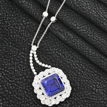 Chairman's Vault Collection - zertifiziert und gepr&uuml;ft RHAPSODY AAAA Tansanit und VS-EF Diamant 45cm Halskette in 950 Platin - 43,35 ct.